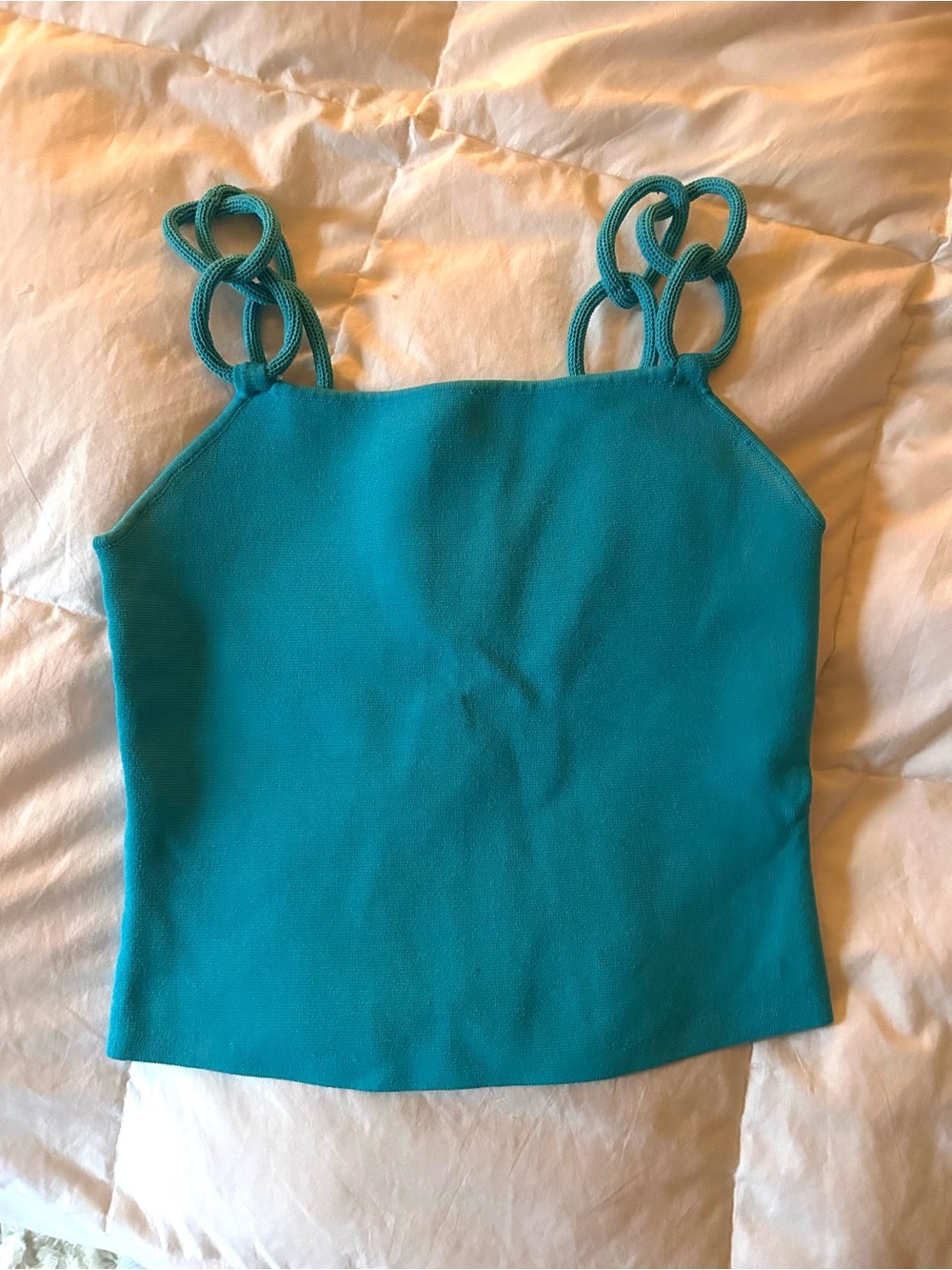 Turquoise Rope-Strap Tank Top